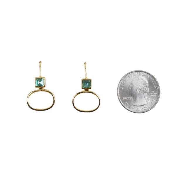 CRYSTAL STONE SQUARE OVAL LINK DROP EARRING