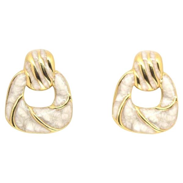 STAINLESS STEEL ENAMEL ABSTRACT TEARDROP STUD EARRING