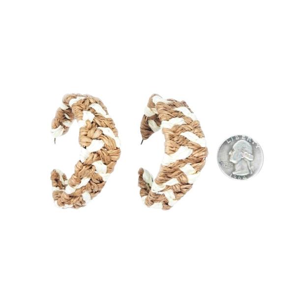 WOVEN RAFFIA ABSTRACT HOOP EARRING