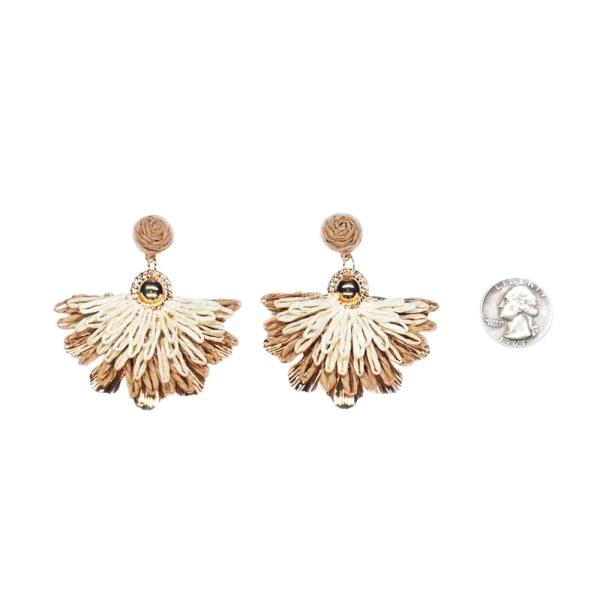 WOVEN RAFFIA FAN DROP EARRING