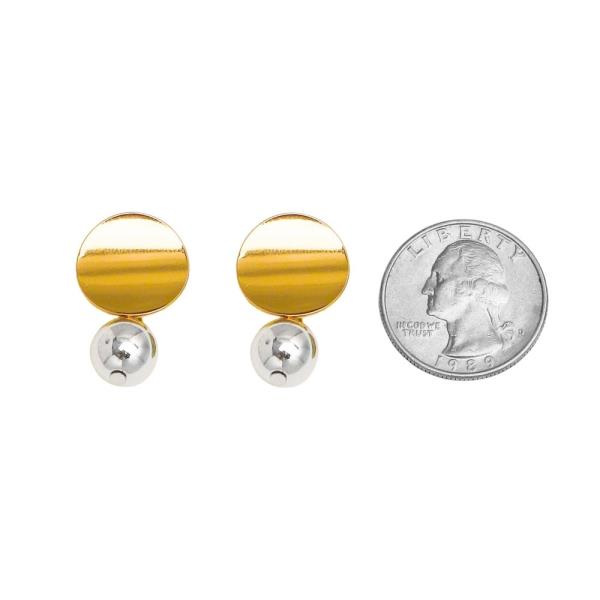 TWO TONE METAL DISC DROP EARRING
