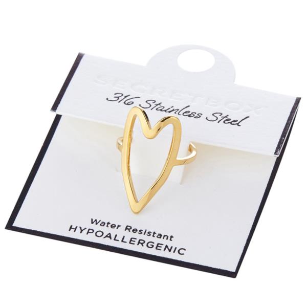 STAINLESS STEEL OPEN HEART ADJUSTABLE RING