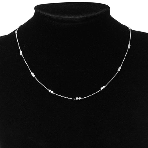 SECRET BOX STAINLESS STEEL BALL CHAIN SQUARE NECKLACE