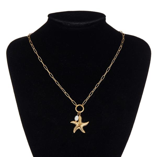 STAINLESS STEEL STARFISH PEARL NECKLACE