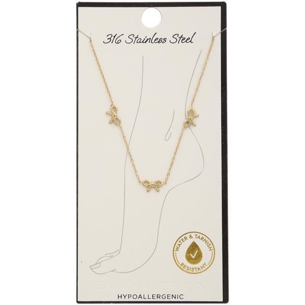 SECRET BOX STAINLESS STEEL BOW ANKLET