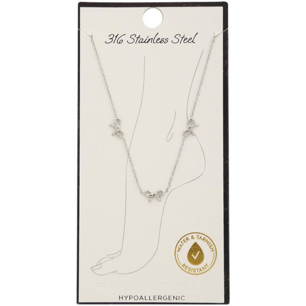 SECRET BOX STAINLESS STEEL BOW ANKLET