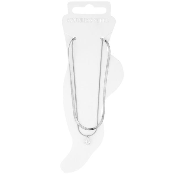 SECRET BOX STAINLESS STEEL HERRINGBONE CUBIC ANKLET