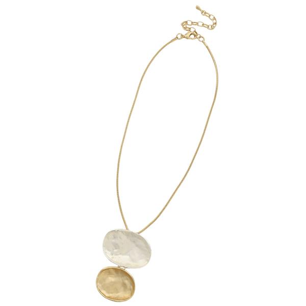 DOUBLE ROUND OVAL PENDANT NECKLACE EARRING SET