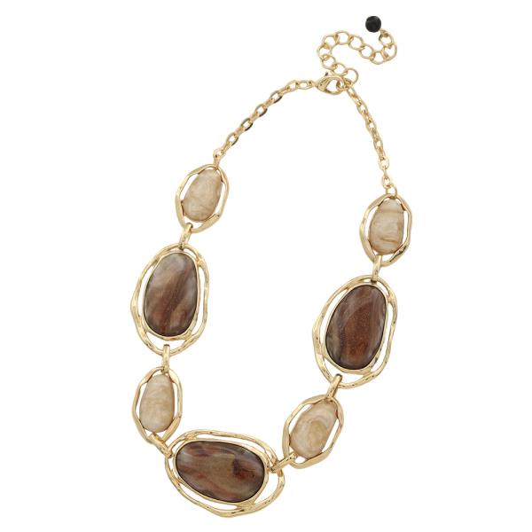 OVAL METAL LINK DESIGN NECKLACE EARRING SET