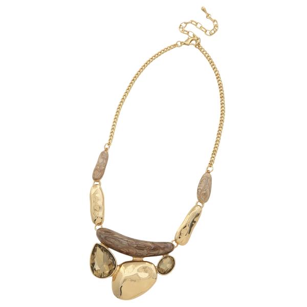 MIX SHAPED CRYSTAL METAL CHAIN NECKLACE EARRING SET