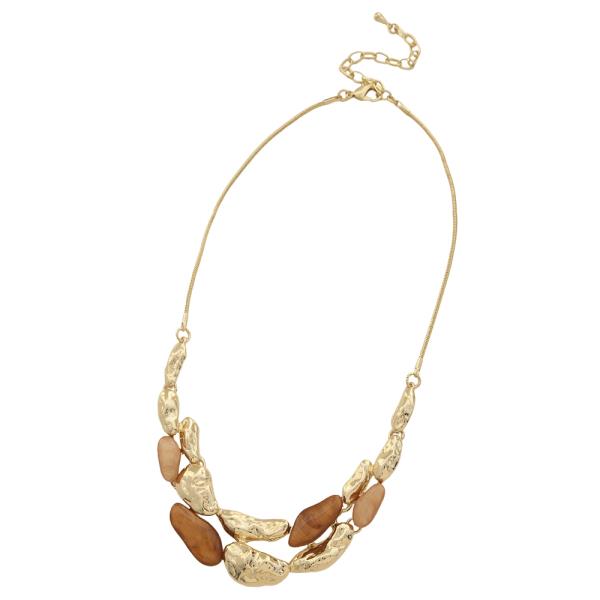 MIX TEXTURED ORGANIC SHAPED NECKLACE EARRING SET