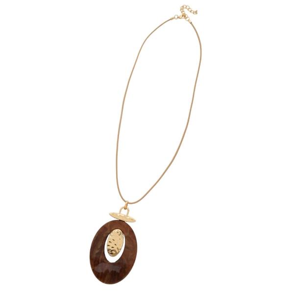 OVAL RESIN PENDANT LONG NECKLACE EARRING SET