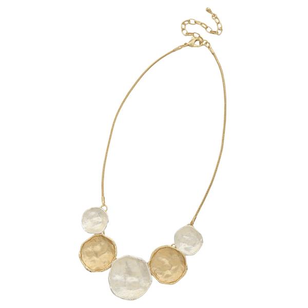 HAMMERED CIRCLE NECKLACE EARRING SET