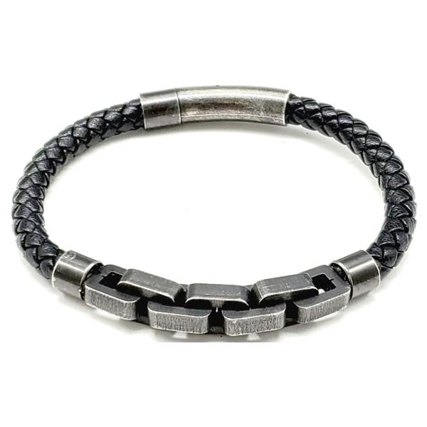 STAINLESS STEEL LEATHER BRACELET