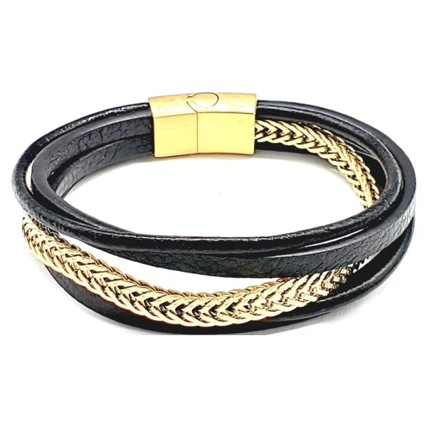 STAINLESS STEEL LEATHER BRACELET