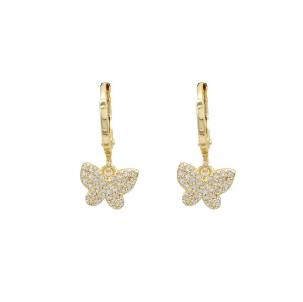 CZ BUTTERFLY DANGLE EARRING