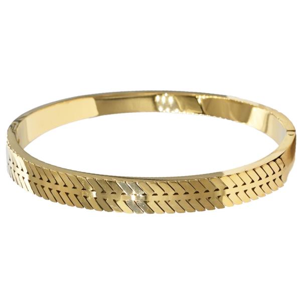 HERRINGBONE STAINLESS STEEL BANGLE BRACELET