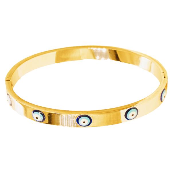 EVIL EYE STAINLESS STEEL BANGLE BRACELET