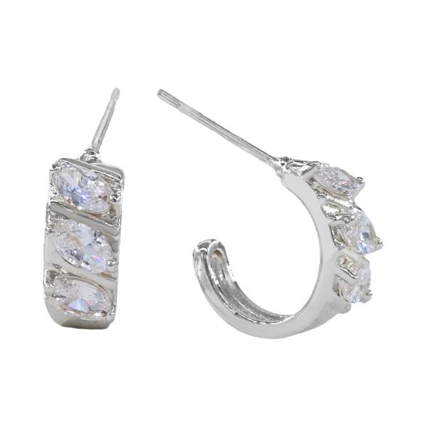 CZ HALF HOOP EARRING