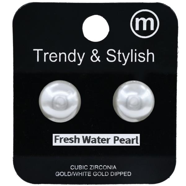 CZ FRESH WATER PEARL POST EARRING