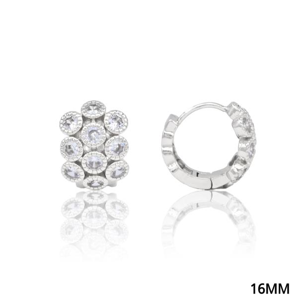 CZ EMBELLISHED HUGGIE EARRING