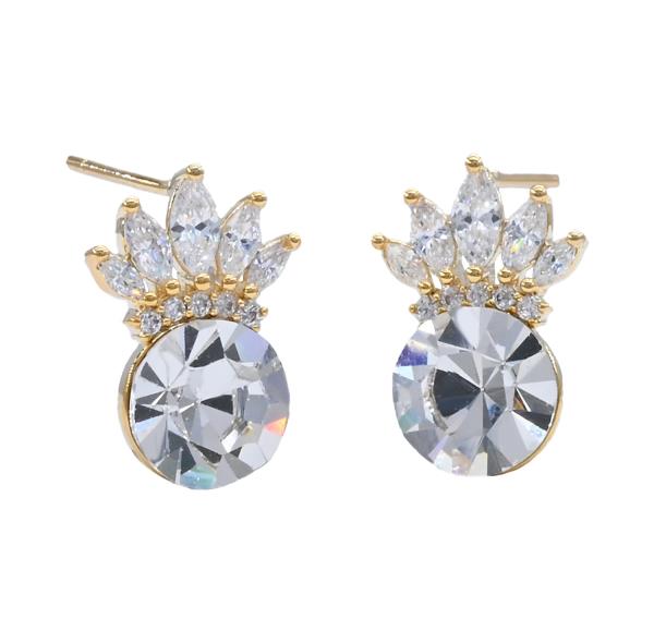 CZ CROWN POST EARRING