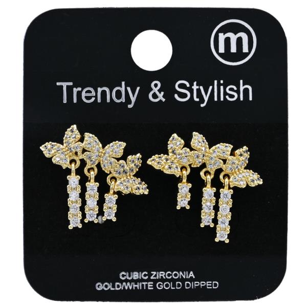 CZ BUTTERFLY POST EARRING