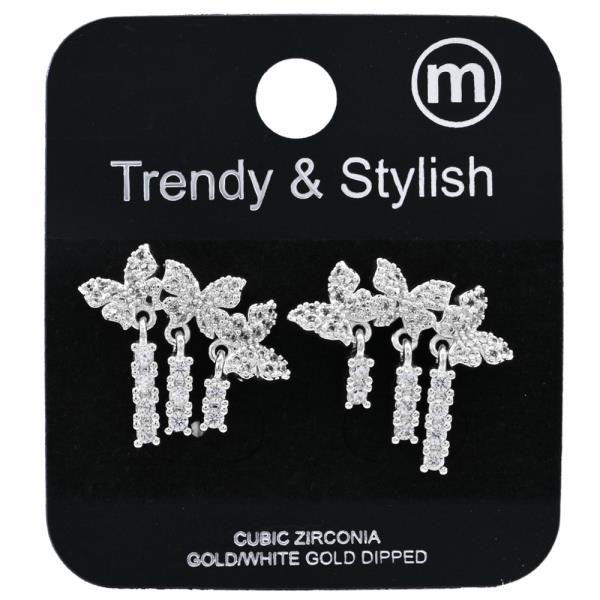 CZ BUTTERFLY POST EARRING