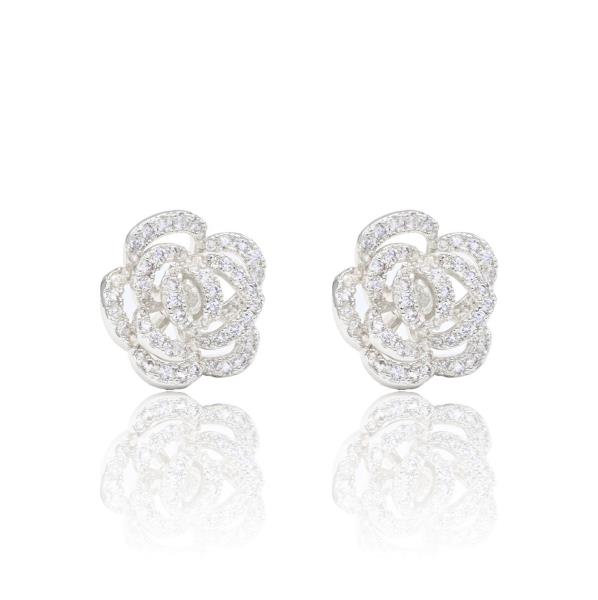 CZ ROSE POST EARRING