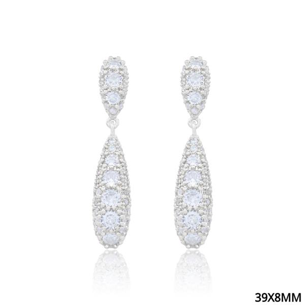 CZ PAVED TEARDROP EARRING