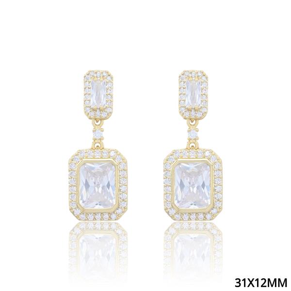 CZ RECTANGLE DANGLE EARRING