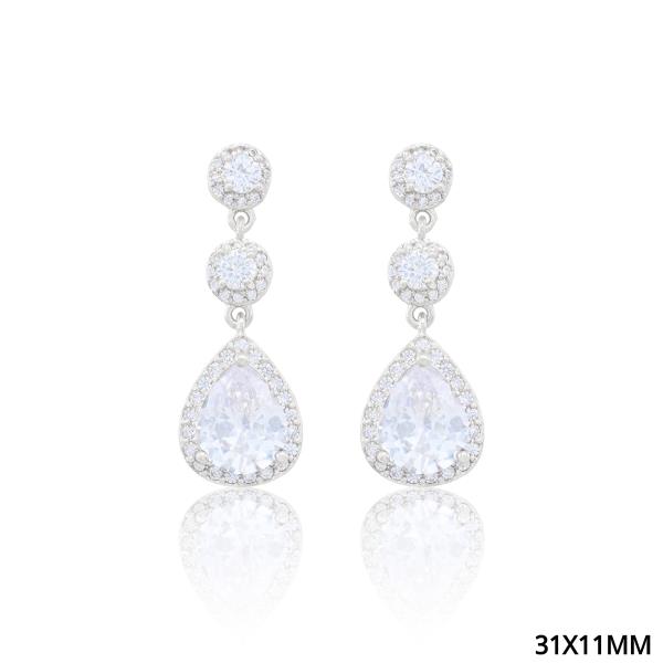 CZ TEARDROP DANGLE EARRING
