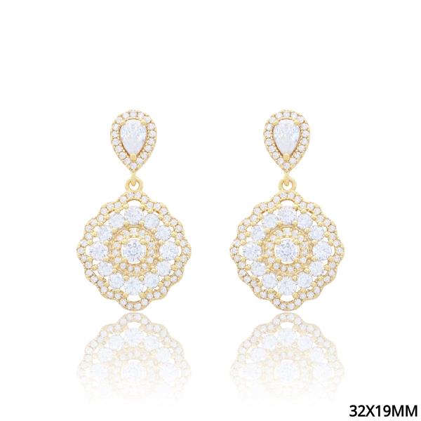 CZ FLOWER DANGLE EARRING