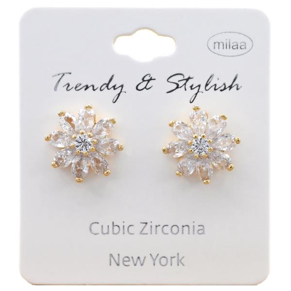 CZ FLOWER EARRING