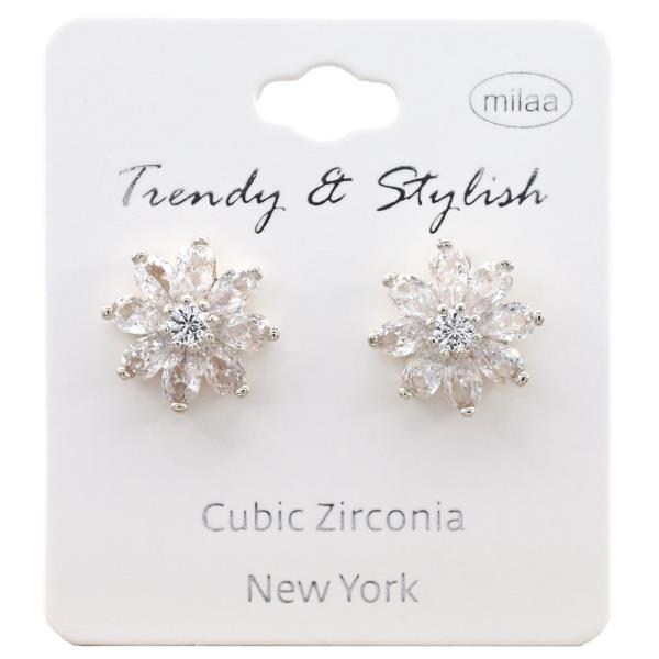 CZ FLOWER EARRING
