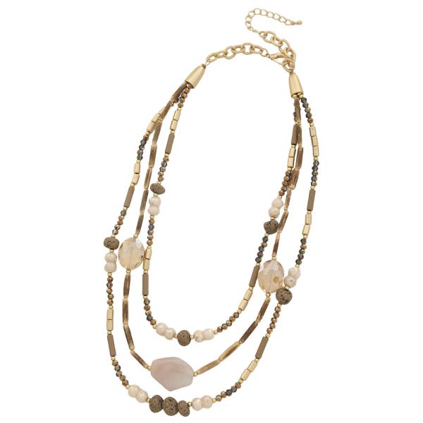 MULTI BEADED LAYER NECKLACE EARRING SET