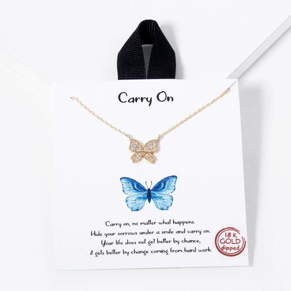 18K GOLD RHODIUM CARRY ON BUTTERFLY PENDANT NECKLACE