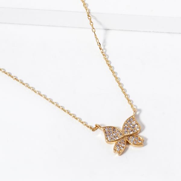 18K GOLD RHODIUM CARRY ON BUTTERFLY PENDANT NECKLACE