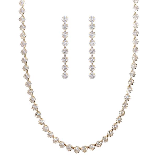 SQUARE CZ NECKLACE EARRING SET