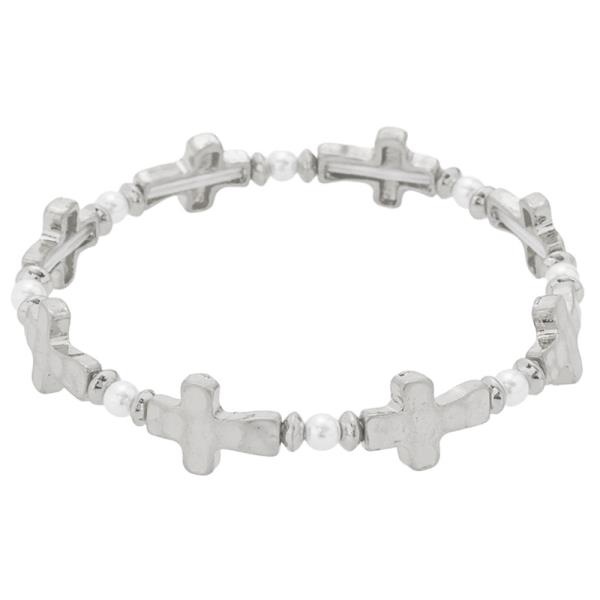 CROSS PEARL STATION BRACELET