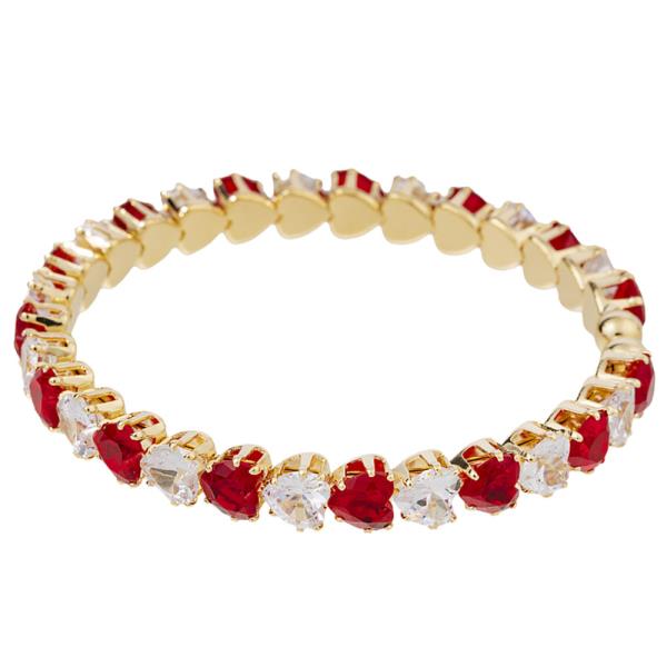 CZ 6MM HEART STONE CUFF BRACELET