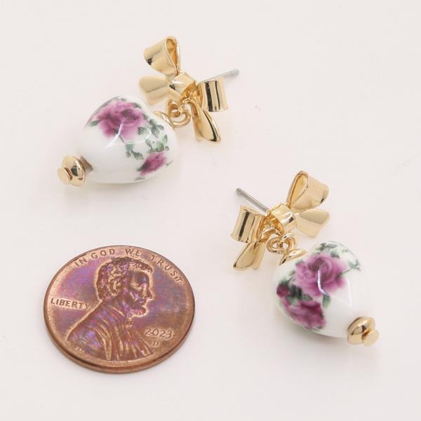 BOW POST HEART FLOWER EARRING