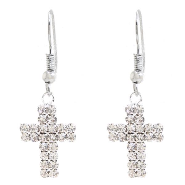 RHINESTONE CROSS EARRING