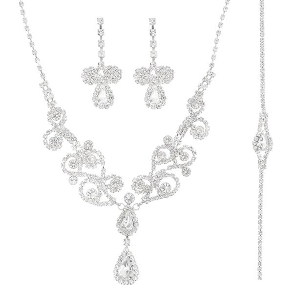 RHINESTONE TEARDROP LACE 3 PC SET