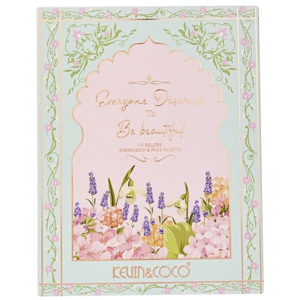 KEVIN AND COCO EVERYONE DESERVES TO BE BEAUTIFUL 117 COLORS EYESHADOW AND FACE PALETTE BOOKLET