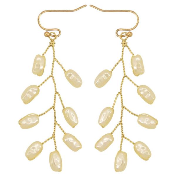 PEARL W/ WIRE DANGLE EARRING