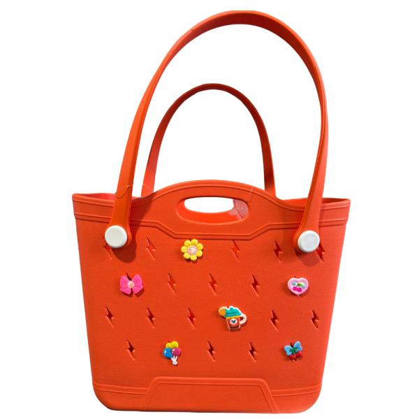 LIGHTNING BOLT PATTERN HANDLE BEACH TOTE BAG