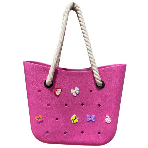 TRENDY ROPE HANDLE BEACH TOTE BAG