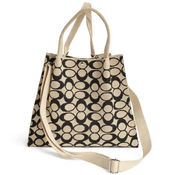 OVAL PATTERN PRINT TOTE BAG