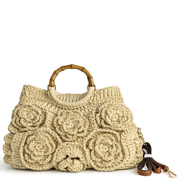 FLORAL TEXTURED HANDLE CROSSBODY BAG